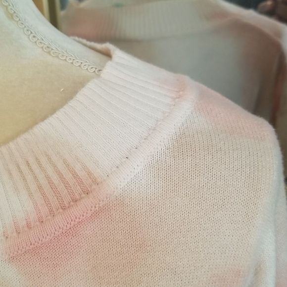 Anthropologie Cotton 7 Days A Week Peach Fuzz Tyedye Sweater Sz.M Long Sleeve - Picture 3 of 11